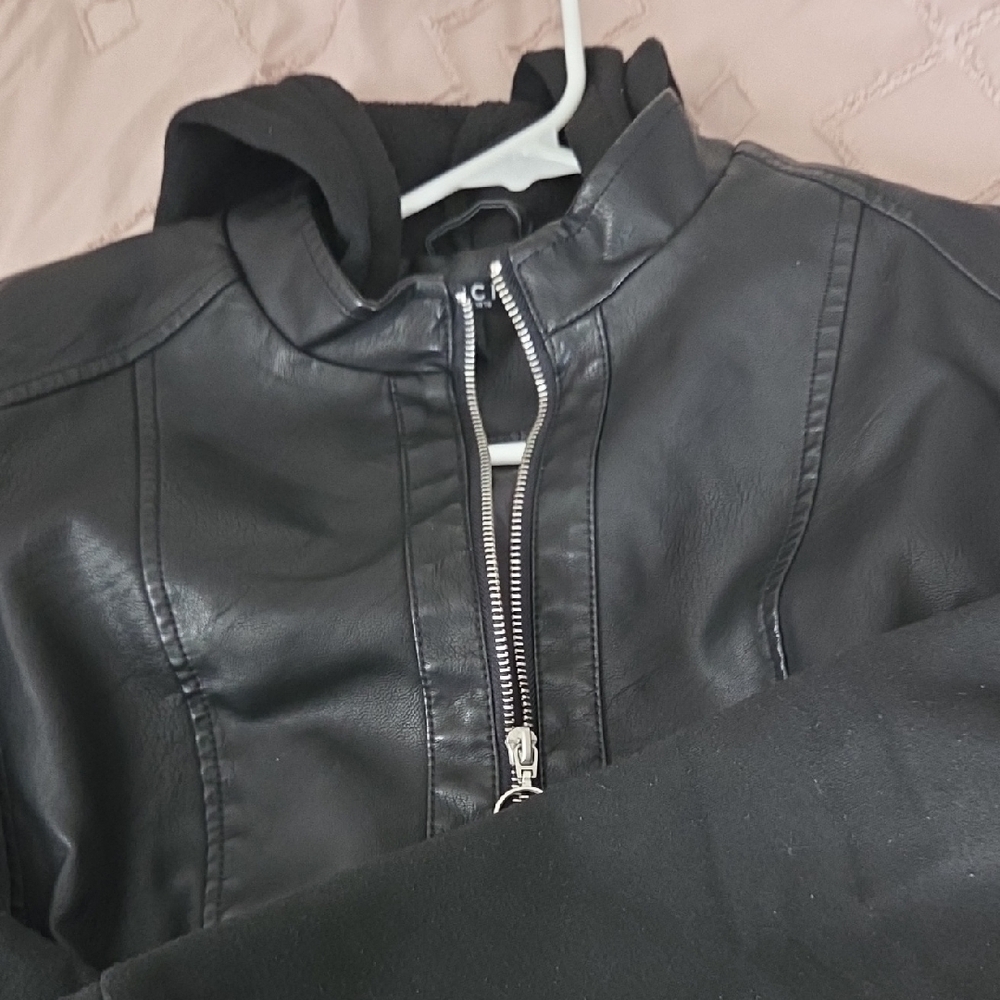Baccini Black Leather Hooded Jacket - Picture 3 of 3